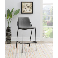 Coaster Furniture 183453 Solid Back Upholstered Bar Stools Grey and Black (Set of 2)
